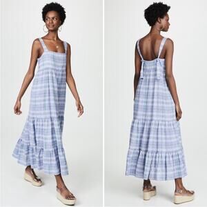Hatch The Jules Dress Blue Plaid Chambray Maternity Dress OS NWT